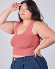 Cropped Tank Top in Raspberry Sorbet side view on Ashley