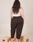 Back view of Heavyweight Trousers in Espresso Brown worn by Ashley