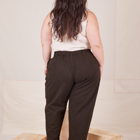 Back view of Heavyweight Trousers in Espresso Brown worn by Ashley