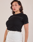 JV Tee in Basic Black angled front view on Tiara
