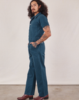 Short Sleeve Jumpsuit in Lagoon side view on Jesse