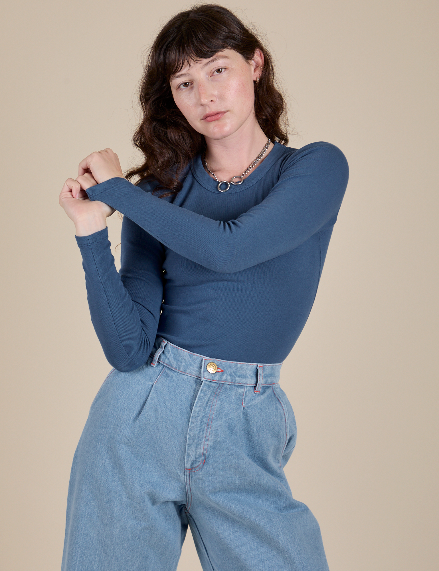 Long Sleeve Baby Tee - French Blue