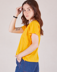 Organic Vintage Tee in Sunshine Yellow side view on Hana