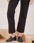 Organic Work Pants in Basic Black pant leg close up on Tiara