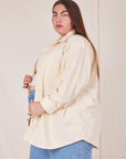 Side view of Oversize Overshirt in Vintage Off-White worn by Marielena