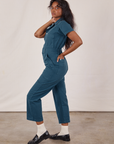Petite Short Sleeve Jumpsuit in Lagoon side view on Kandia