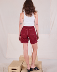 Railroad Carpenter Shorts in Mustang Red back view of Railroad Carpenter Shorts in Mustang Red on Alex