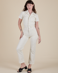 Short Sleeve Jumpsuit in Vintage Tee White on Alex