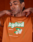 Vintage Tee in Orange Soda close up on Jerrod