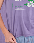 Vintage Tee in Grape Soda close up on Madeline