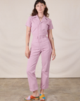 Short Sleeve Jumpsuit in Lilac on Alex