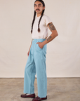 Work Pants in Baby Blue side view on Anthony