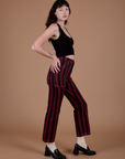 Black Stripe Work Pants - Red Wine