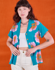 Paintstamped Pantry Button-Up - Hawaiian Blue