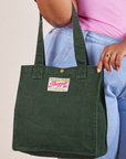 Shopper Tote Bag in Swamp Green on arm of model