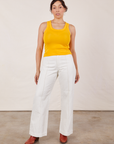 Tiara is wearing Tank Top in Sunshine Yellow and vintage tee off-white Western Pants