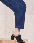 Side view pant leg close up of Denim Trouser Jeans in Dark Wash on Sydney