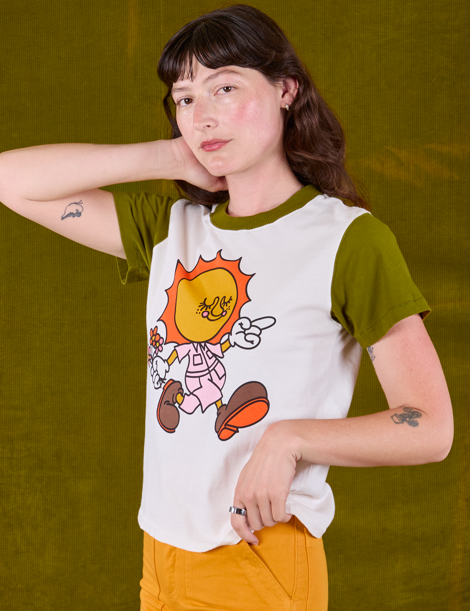 Angled front view of Anniversary Tee in Walkin' On Sun Baby