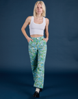Madeline is wearing Winter Floral Print Work Pants and vintage tee white Cropped Tank