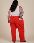 Back view of Work Pants in Mustang Red on Sam
