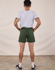 Back view of Classic Work Shorts in Swamp Green and Jr. Varsity Tee in Stone White on Jesse