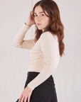 Wrap Top in Vintage Tee Off-White side view on Hana