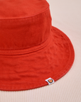 Wide Brim Denim Bucket Hats in Mustang Red close up