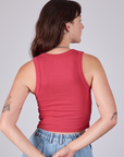 Cropped Tank Top in Hot Pink back view on Alex