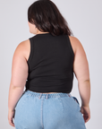 Cropped Tank Top in Basic Black back view on Ashley