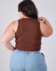 Cropped Tank Top in Fudgesicle Brown back view on Ashley