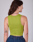 Cropped Tank Top in Gross Green back view on Alex