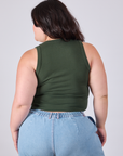 Cropped Tank Top in Swamp Green back view on Ashley