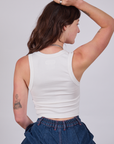Cropped Tank Top in Vintage Tee White back view on Alex