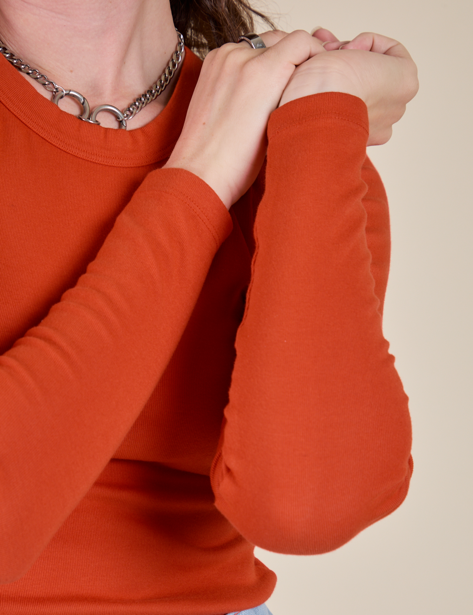 Long Sleeve Baby Tee - Chili Red