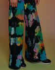 Pant leg close up of Tie Dyed Wide Leg Sweat Pants on Anthony