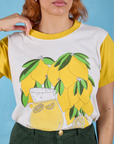 Anniversary Tee in Lemon close up on Tiara