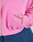 Cropped Zip Hoodie - Bubblegum Pink