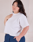Cropped Burly Tee in Vintage Tee White angled front view on Ashley