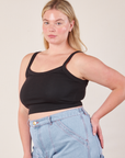 Cropped Cami in Basic Black front angle view on Lish