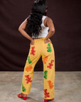 Gummy Bear Paintstamped Work Pants in Butter Yellow back view on Kandia