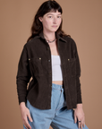 Cropped Corduroy Overshirt - Espresso Brown