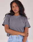Cropped Burly Tee in Washed Grey worn by Kandia