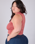 Side view of Cropped Tank Top in Raspberry Sorbet on Ashley