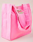 Angled view of Shopper Tote Bag in Bubblegum Pink