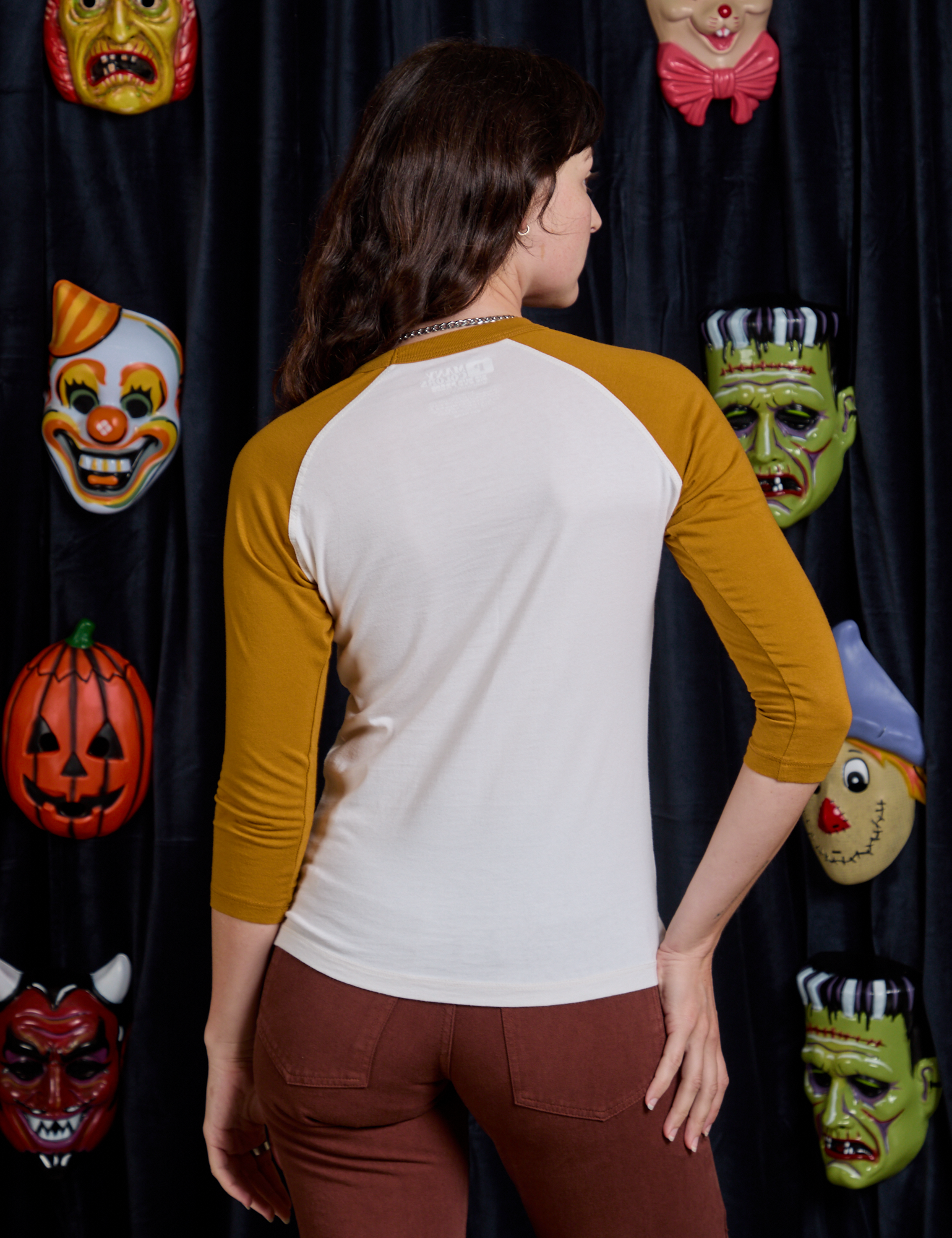 Raglan Tee in Frankenstein back view on Alex