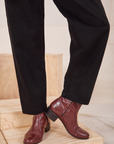Pant leg close up of Heavyweight Trousers in Basic Black on Jesse
