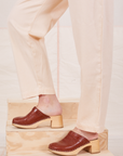 Heritage Trousers in Vintage Off-White pant leg side view close up on Alex