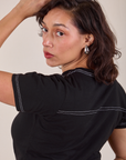 JV Tee in Basic Black back close up on Tiara