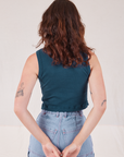 Muscle Tee in Lagoon back view on Alex