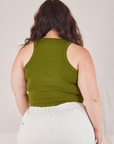 Racerback Tank in Summer Olive back view on Ashley